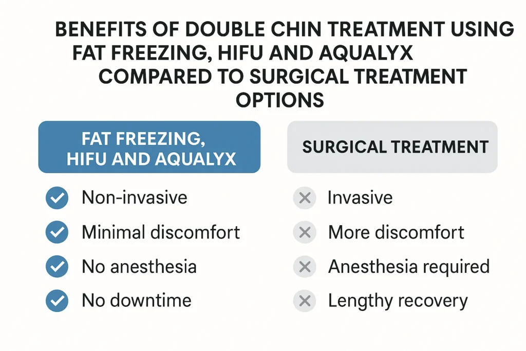 Graphic about the benefits of double chin treatment Leyton - from LA LIPO