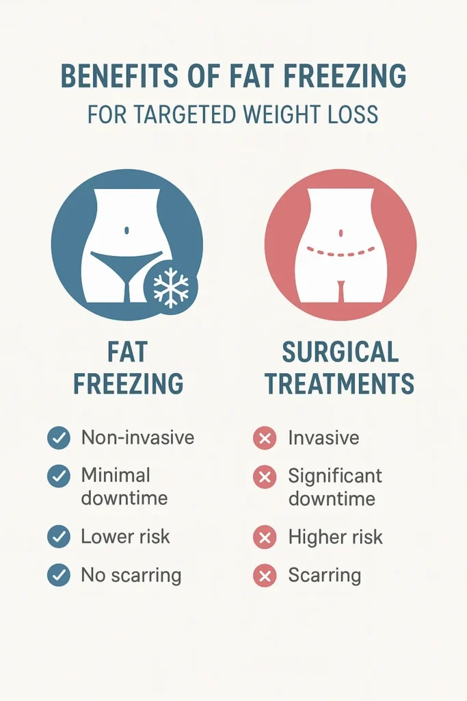graphic showing the benefits of fat freezing Leyton