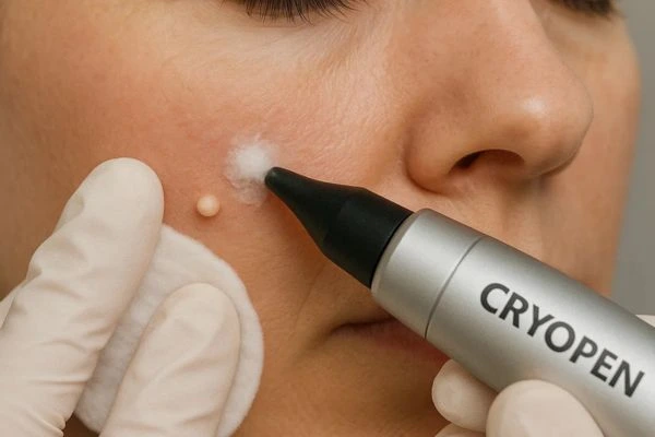 Woman receiving milia removal treatment Leyton
